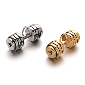 Dumbbell 304 Stainless Steel Pendants, Sports Charms, Gym Charms, 36x14mm, Hole: 4x8.5mm