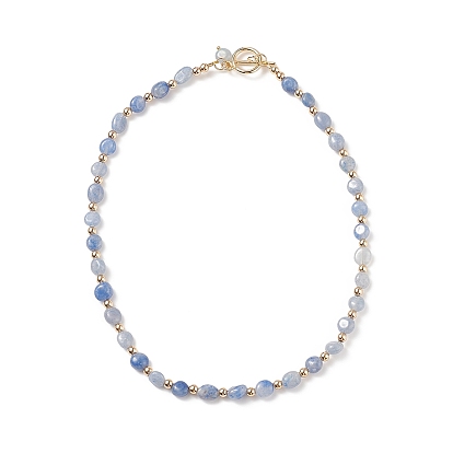 Collier de perles de pierres précieuses naturelles et d'hématite synthétique avec fermoir en acier inoxydable pour les femmes