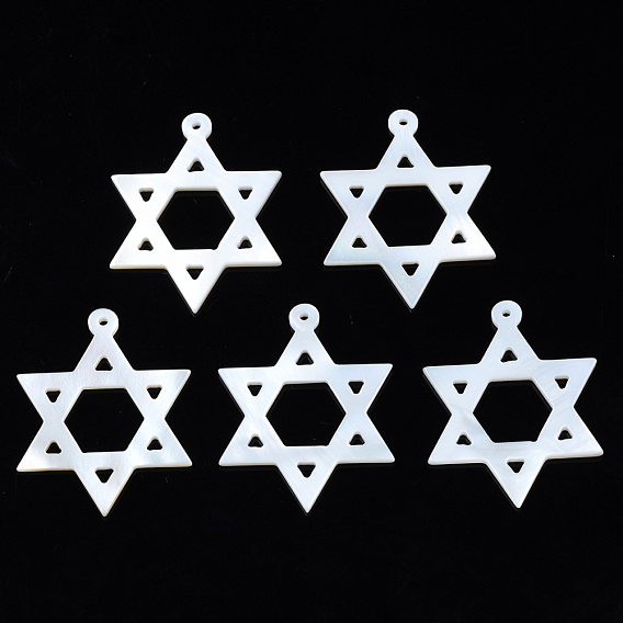 Colgantes de concha natural de agua dulce, para judío, estrella de david