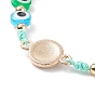 Плетеный браслет из бисера сглаз из смолы, браслет с плоскими круглыми звеньями и кристаллами для женщин