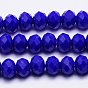 Imitation Jade Glass Beads Strands, Faceted Rondelle, 10x8mm, Hole: 1mm, about 66pcs/strand, 21.2 inch