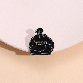 Exaggerated Black Money Bag Brooch - Metal Badge Pin for Waistcoat and Lapel