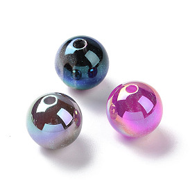 UV Plating Opaque Resin Beads, AB Color, Round
