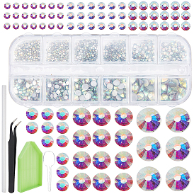 Gorgecraft Rhinestone Jewelry Kits, with Flat Back Glass Rhinestone, Anti-static Tweezers, Tray Plate, Disposable Flatware Spoons and Pencil Pen Pick Up Pen