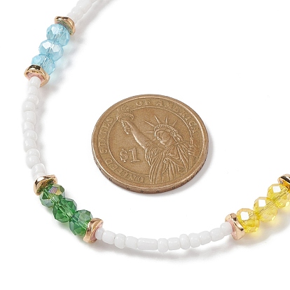Colliers de perles de verre, placage ionique (ip) 304 bijoux en acier inoxydable
