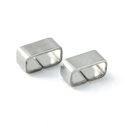 Dessin 304 breloques coulissantes en acier inoxydable/perles coulissantes, pour la fabrication de bracelets en cuir, rectangle