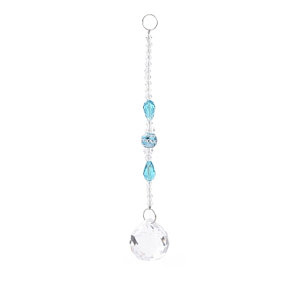 Faceted Crystal Glass Ball Chandelier Suncatchers Prisms, with Alloy Beads