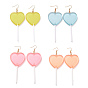 Transparent Heart-shape Lollipop Dangle Earrings for Women, Candy Color Simulation Food Drop Earrings, Golden