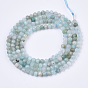 Natural Flower Amazonite Beads Strands, Round, Faceted