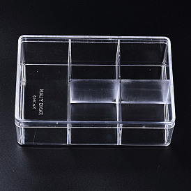 Polystyrene Bead Storage Containers, with 5 Compartments Organizer Boxes and Hinged Lid, for Jewelry Beads Earring Container Tool Fishing Hook Small Accessories, Rectangle