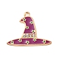Alloy Rhinestone Pendants, with Dark Orchid Enamel, Witch Hat Charms