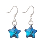 Boucles d'oreilles pendantes étoiles en verre électrolytique, boucle d'oreille en laiton argenté pour femme