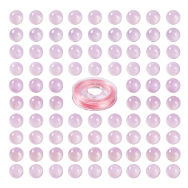 100 piezas 8 mm cuentas redondas de kunzita natural, con 10 m hilo de cristal elástico, para kits de fabricación de pulseras elásticas de bricolaje