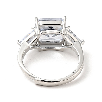 Прямоугольное регулируемое кольцо из прозрачного кубического циркония, украшения из латуни для женщин