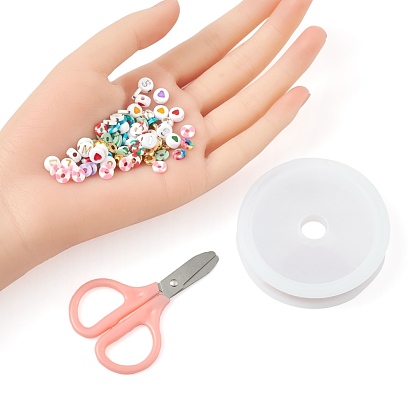 Kits de fabrication de bracelets de perles en argile polymère bricolage, y compris les perles d'argile dis polymère, ccb plastique & laiton & perles acryliques, ciseaux et fil élastique