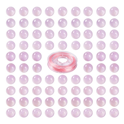 100 шт 8 мм круглые бусины из натурального кунцита, с 10 эластичной кристаллической нитью m, для изготовления наборов эластичных браслетов своими руками