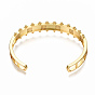 Brass Micro Pave Clear Cubic Zirconia Cuff Bangles, with Enamel, Nickel Free, Square, Real 16K Gold Plated