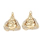 Brass Micro Pave Cubic Zirconia Pendants, with Jump Ring, Real 18K Gold Plated, Buddha Charms