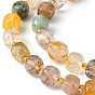 Natural Rutilated Quartz Beads Strands, with Seed Beads, Faceted Cube