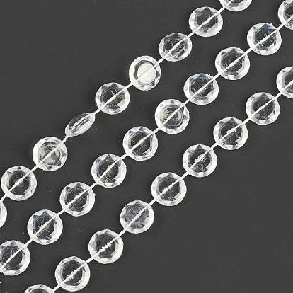 Acrylic Transparent Beads Bradde Chain, with Spool, for Wedding, Anniversary Decorated, Flat Round