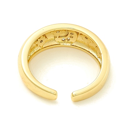 Bague de manchette ouverte lune et étoile en zircone cubique transparente pour femme, sans cadmium et sans plomb