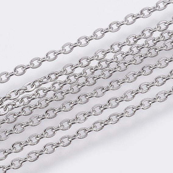 304 Stainless Steel Cable Chains, Soldered, Flat Oval