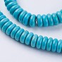 Perles synthétiques turquoise brins, rondelle, teint