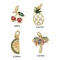 8 шт 4 стиль позолоченные фруктовые темы латунные микропроцессорные подвески из фианита, с прыжковых колец, вишня, ананас, арбуз и кокосовая пальма