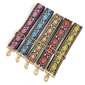 Polyester Jacquard Flower Bag Straps, with Alloy Swivel Clasps