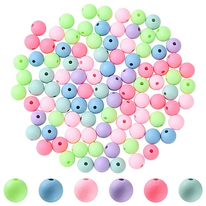 Round Spray Painted Fluorescent Acrylic Beads