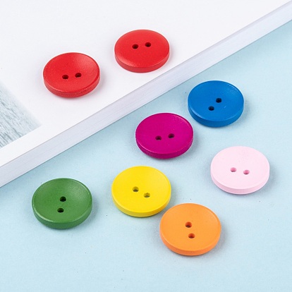 Botón de costura básica pintado en forma redonda, Botones de madera