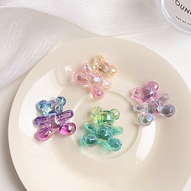 Gradient Color Transparrent Acrylic Eoropean Beads, Large Hole Beads, Bear