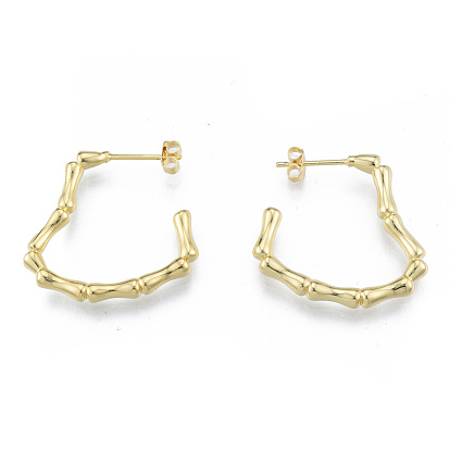 Bamboo Joint Ring Brass Stud Earring for Women, Nickel Free