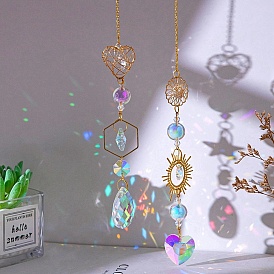 Crystal Pendant Decorations, with Metal Findings, for Home, Garden Decoration