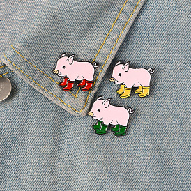 Cute Pink Pig Brooch for Bag Jeans Collar Shoes, Creative Animal Pin