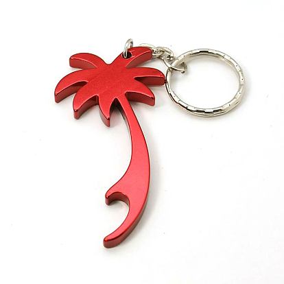 Aluminum Alloy Bottle Openners, with Iron Rings, Coconut Tree, 118mm