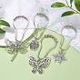 4Pcs 4 Style Owl Butterfly Dragonfly Iron Shower Curtain Rings for Bathroom, Easy Glide Rollers, Metal Shower Hook Hangers with Beads