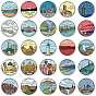 Travel Theme Round Dot PVC Scenery Sticker Rolls, Waterproof Tourist Attractions Decals for Suitcase, Skateboard, Refrigerator, Helmet, Mobile Phone Shell
