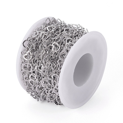 304 Stainless Steel Link Chains, Soldered, with Spool, Heart