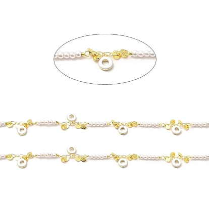 Cadenas hechas a mano perlas de perlas de vidrio, con colgantes de donut de esmalte de latón, soldada, con carrete, sin plomo y cadmio