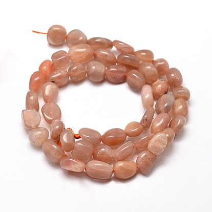 Natural Sunstone Nuggets Beads Strands, Tumbled Stone, 5~10x6~7x3~7mm, hole: 1mm, about 14.9 inch ~15.7 inch