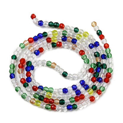 Brins de perles de verre de couleur dégradé transparent, ronde à facettes