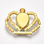 Brass Cabochons, with Acrylic Rhinestone and Glass Rhinestone, Crown