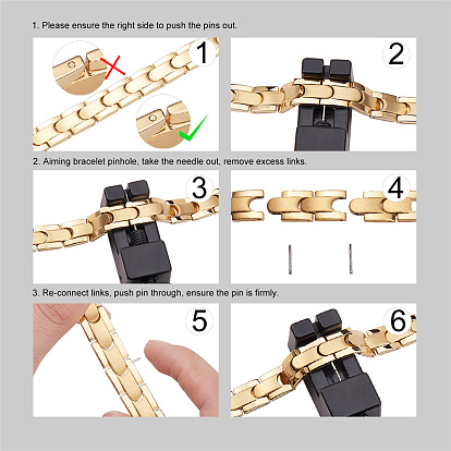 Bracelets de bande de montre de chaîne de panthère d'acier inoxydable de Shegrace, avec strass en cristal et fermoirs pour bracelet de montre