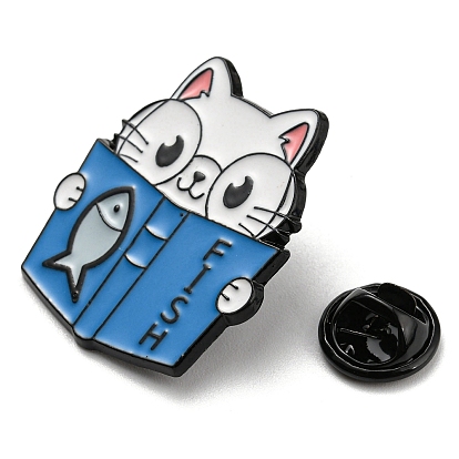 Épingles en émail de chat de dessin animé, broche en alliage noir d'électrophorèse