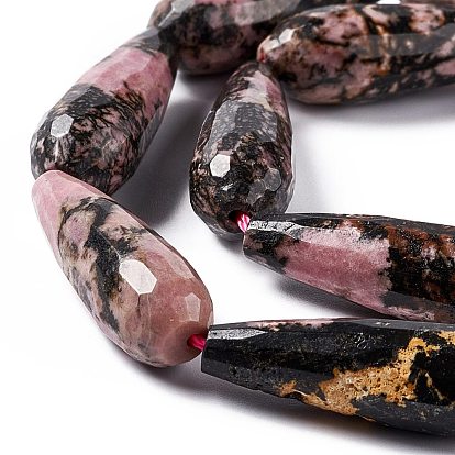 Natural Rhodonite Beads Strands, Faceted, Teardrop