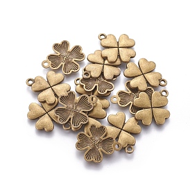 Tibetan Style Alloy Pendants, Lead Free and Cadmium Free, Clover, 21x17.5x2.5mm, Hole: 1.5mm