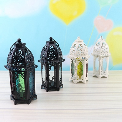 Portavelas de hierro a prueba de viento hueco de castillo vintage, para boda decoración del hogar ramadan regalo