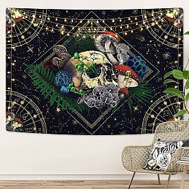 Skull with Mushroom Polyester Wall Tapestry, Rectangle Trippy Tapestry for Wall Bedroom Living Room