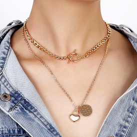 Chic Multi-layered Heart Pendant Necklace for Women - Sexy European and American Fashion Jewelry